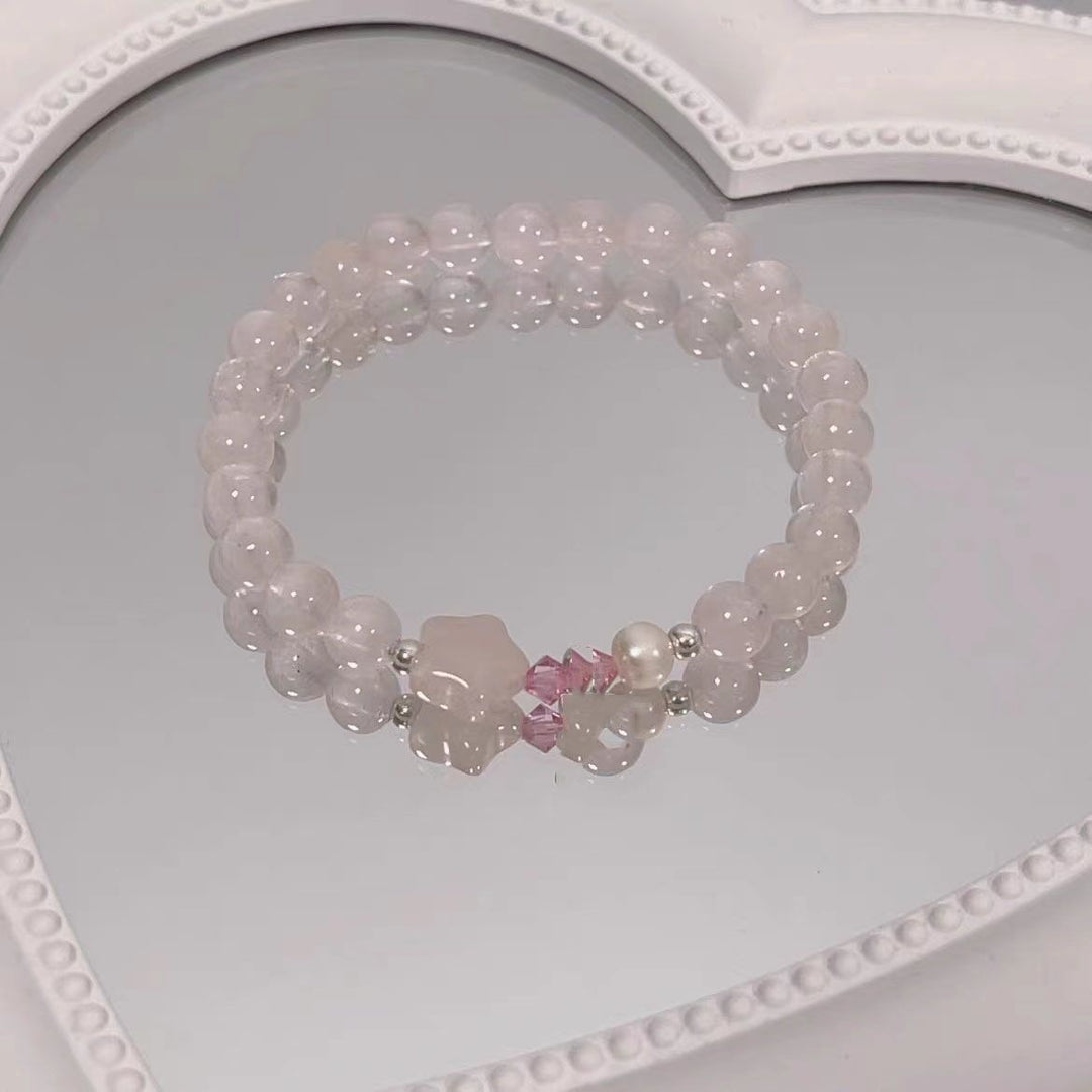 Elegante Rosenquarz Dehnbare Armbanduhr Karnz
