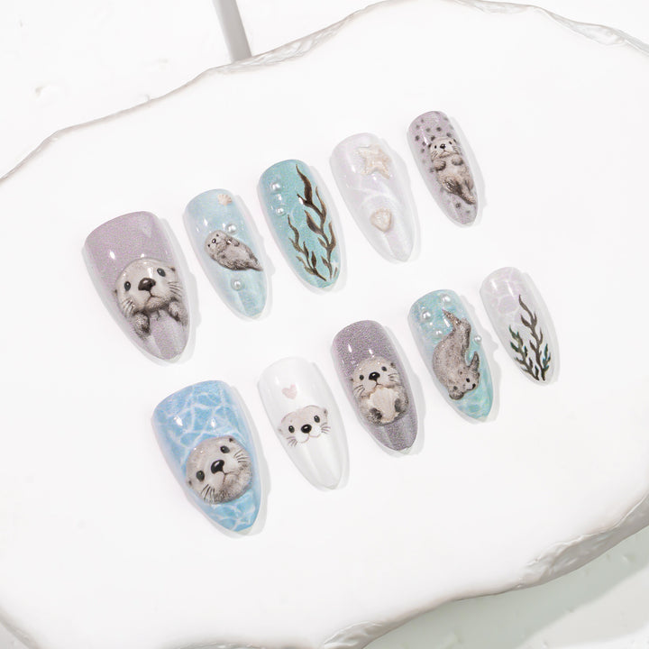 Marine Life-Themed Press-On Nail Set