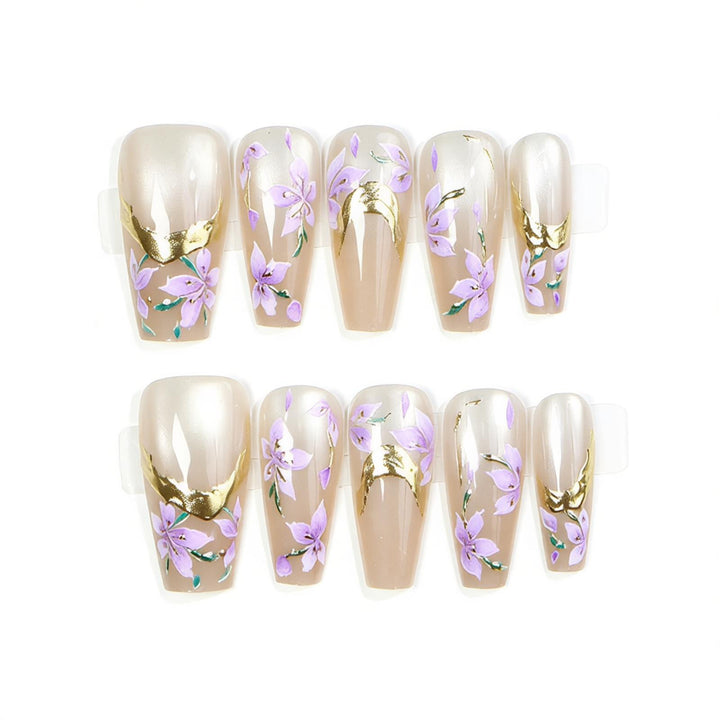 Elegante florale Press-On Nagel Set Karnz