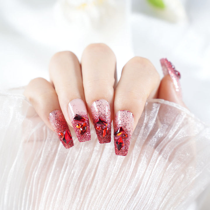 Glamouröse Strass Press-On Nagelset Karnz