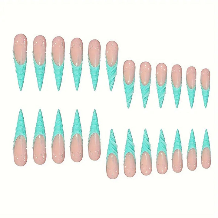 Einzigartige 3D Muschel-inspirierte Press-On Nagelkunst Karnz