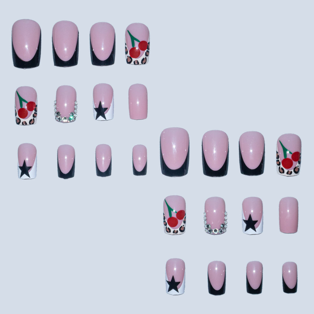 Künstlerisches Nail Art Design Set mit Kirsch- und Sternelementen