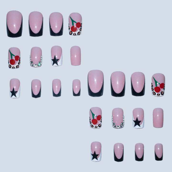 Künstlerisches Nail Art Design Set mit Kirsch- und Sternelementen