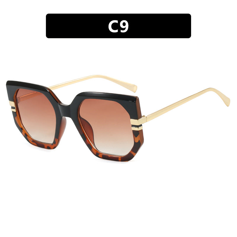 Damen geometrische Sonnenbrille mit luxuriösem goldenen Rahmen und polarisierenden Gläsern Karnz