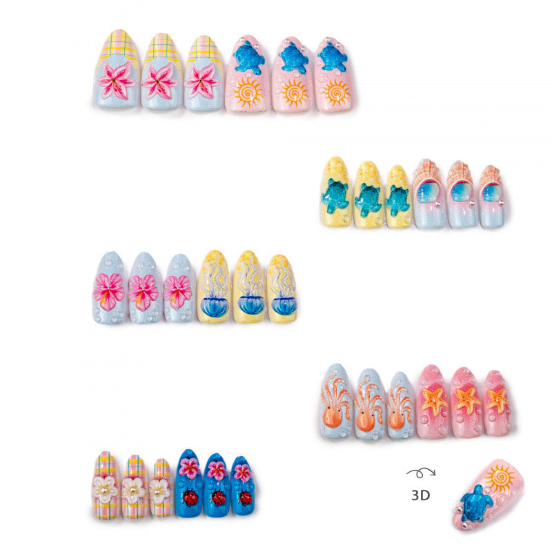 Themenbezogenes Unterwasser-inspiriertes Press-On-Nagelset