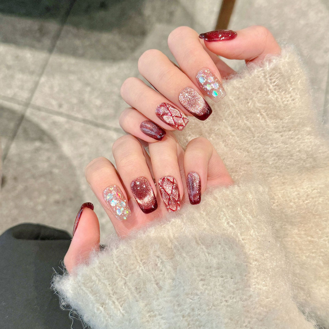 Künstlerischer Glitzer Ombre Press-On Nagelset