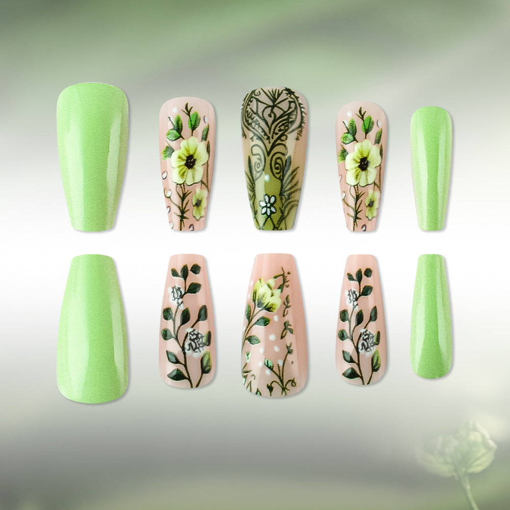 Florales gemustertes Gel-Nagelkunstset Karnz