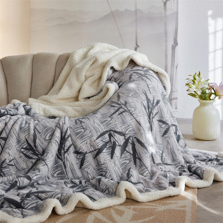 Kuschelige Wohndecke mit Sherpa-Futter und Jacquardmuster