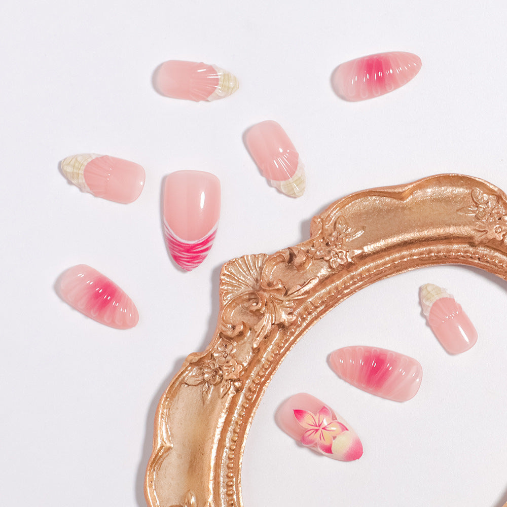 Elegantes blumenförmiges Press-On-Nagel-Set Karnz