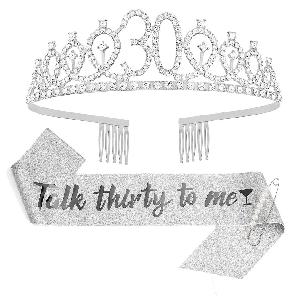 Damen Glitzernde Tiara mit personalisiertem 80. Geburtstagsschriftzug Karnz