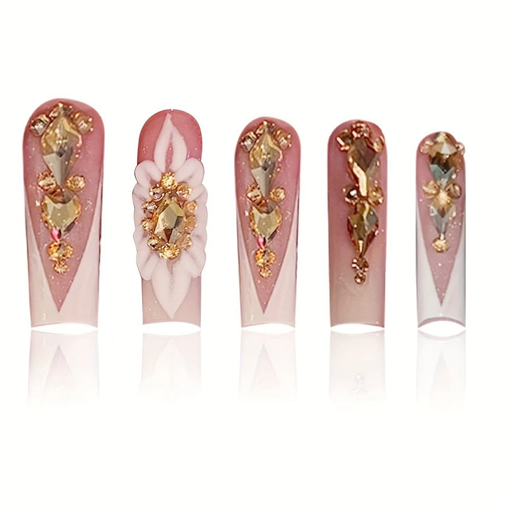 Luxuriöse 3D Kristall-verzierte Nagelverlängerungen Karnz