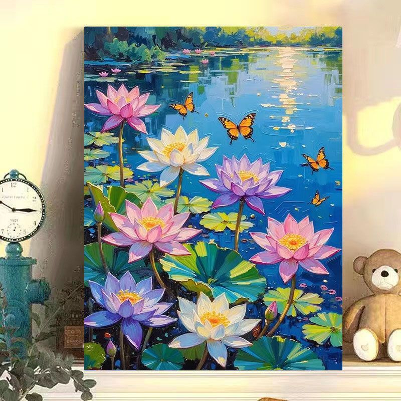 Elegante Floral Lotus Leinwand Kunst Karnz