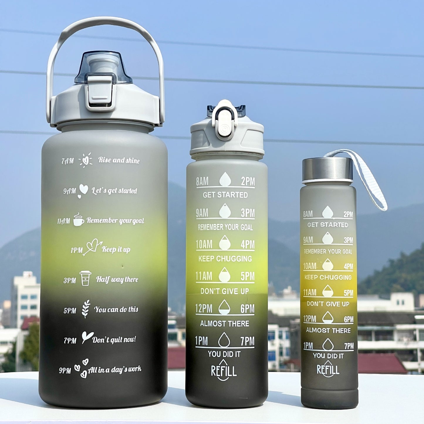 Unisex Motivierende Wasserflasche mit Zeiteinteilung Karnz