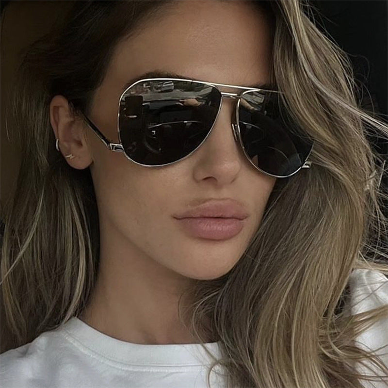 Damen Flugzeug-Sonnenbrille mit modernem Metallrahmen und polarisierten Gläsern Karnz