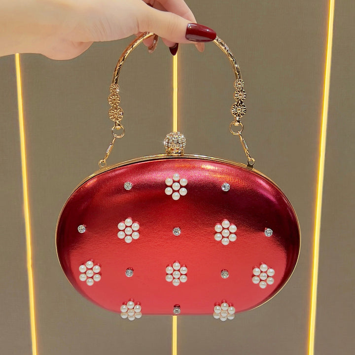Vintage-inspirierte perlenverzierte Abendclutch