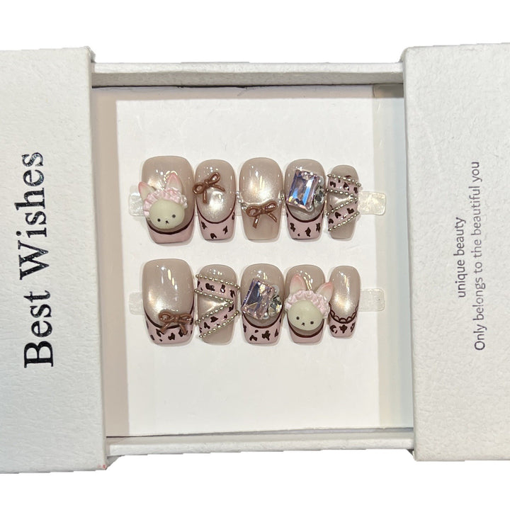 Verspieltes Tier-Themen Press-On Nagelset Karnz