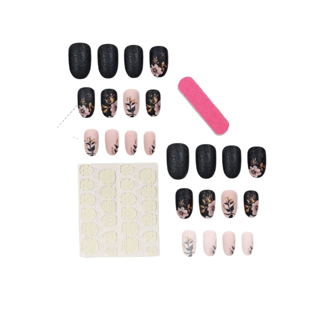 Professionelles Press-On-Nagel-Set mit elegantem Blumenmuster Karnz