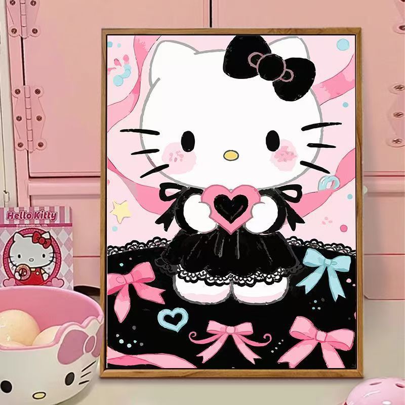 Hello Kitty-Themen Illustration Leinwand Kunst Karnz