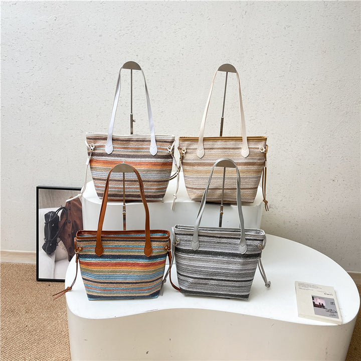 Gestreifte Woven Tote Bag