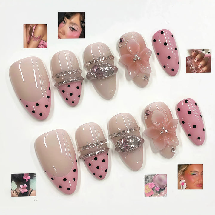 Dekorativer Press-On Nagelset mit eleganten Akzenten