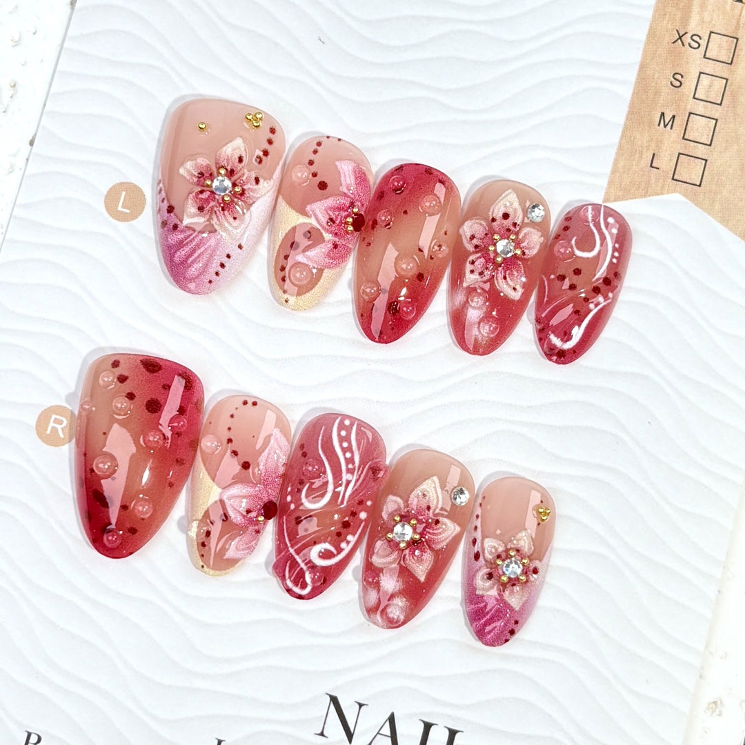 Dekoratives Florales Press-On Nagelkunst Set 1790745679