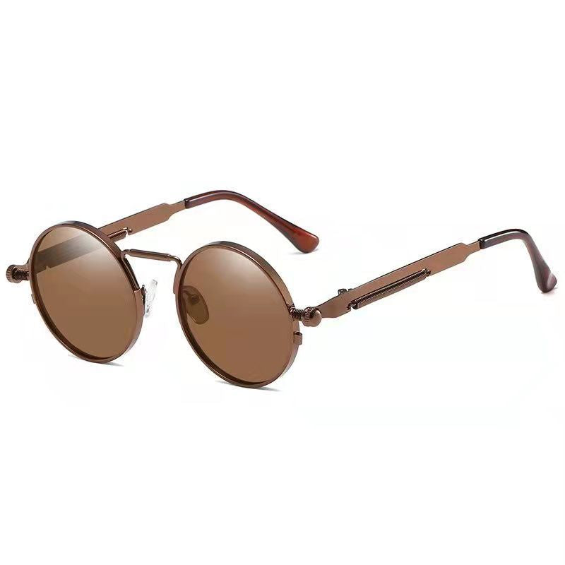 Damen Runde Metall-Sonnenbrille mit verspiegelten Gläsern Karnz