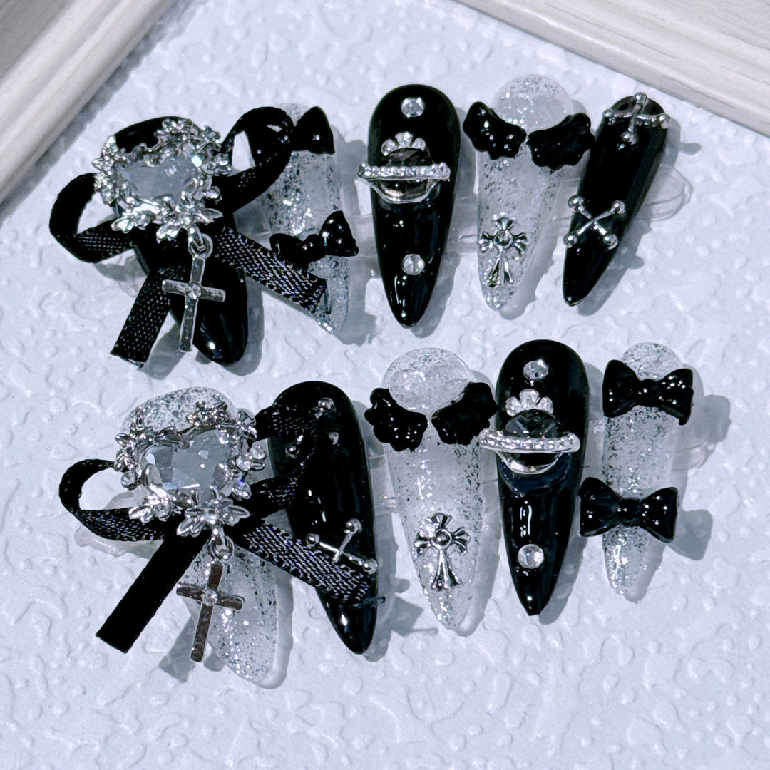 Ornate Gothic-Themen Press-On Nagelkunst Set