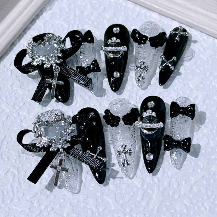 Ornate Gothic-Themen Press-On Nagelkunst Set