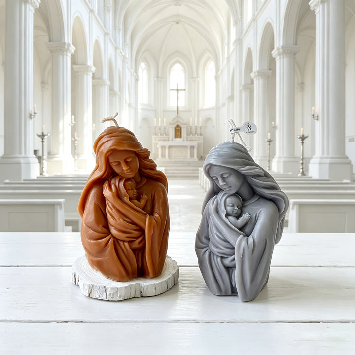Skulptierte Jungfrauen-Maria Kerzenhalter