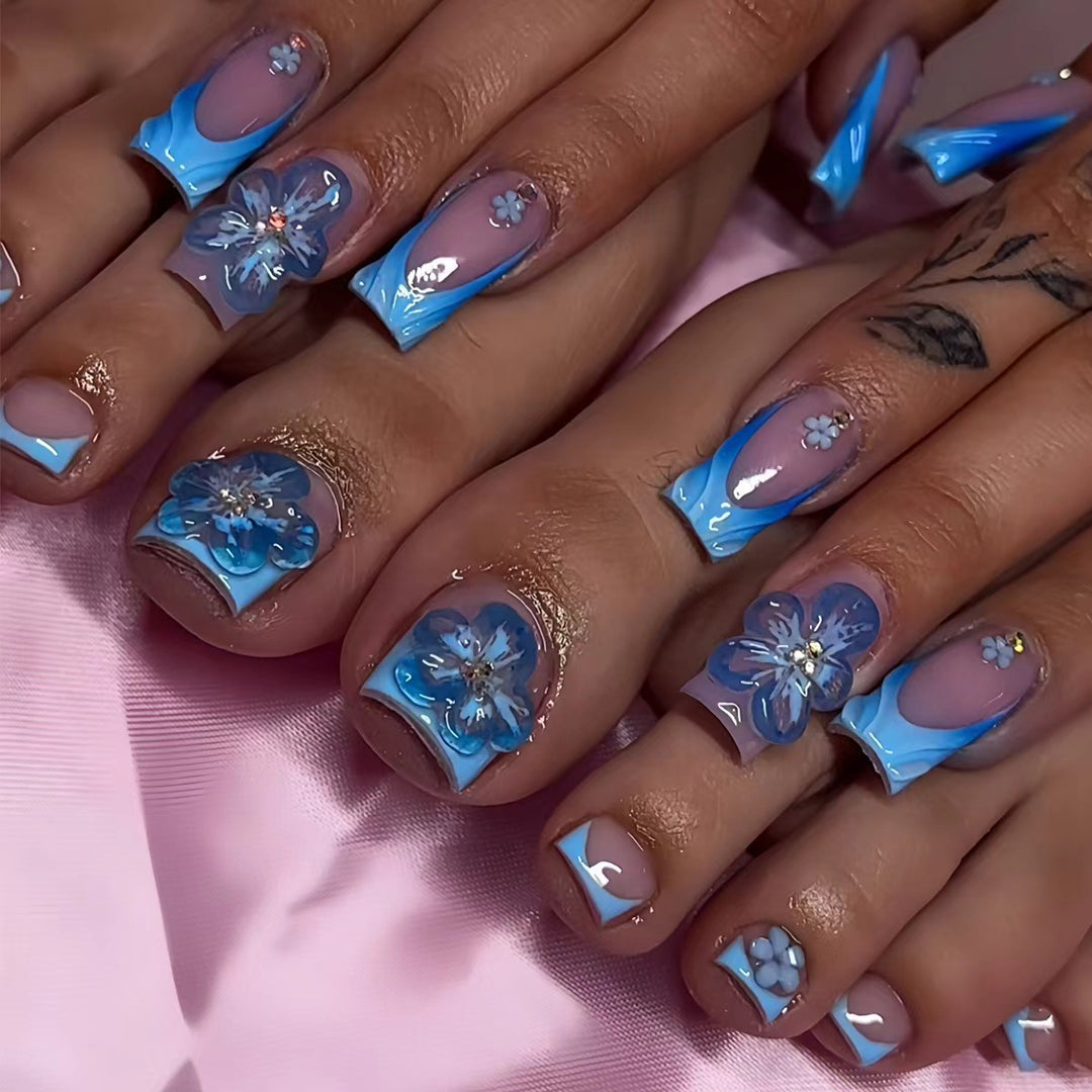 Floral 3D Press-On Nail Art Extensions Karnz