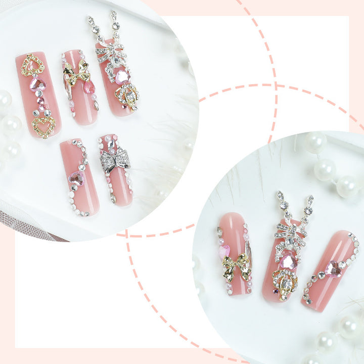 Dekoratives Press-On-Nagelkunstset mit glamourösen Schmuckakzenten Karnz