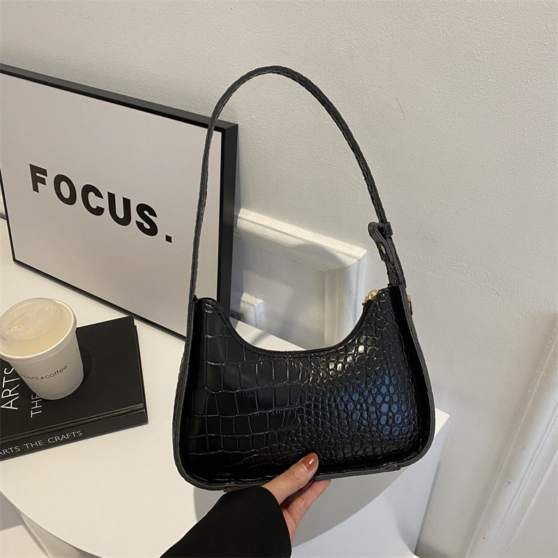 Elegante Kroko-Prägung Schultertasche