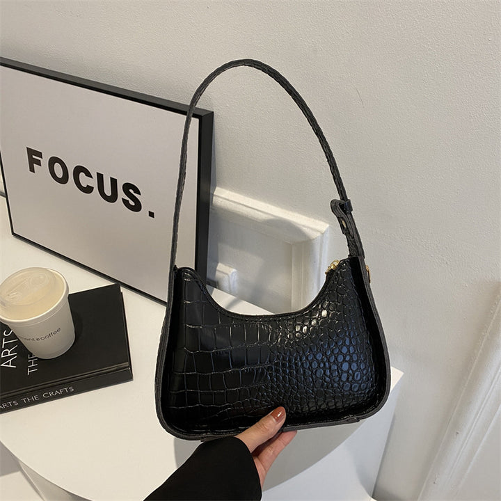 Elegante Kroko-Prägung Schultertasche