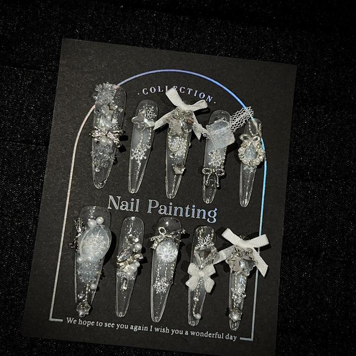 Ausgefallenes Press-On Nageldesign-Set