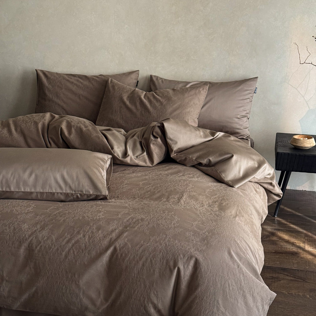 Luxus Jacquard Baumwolle Bettbezugset mit Satin Kissenbezügen