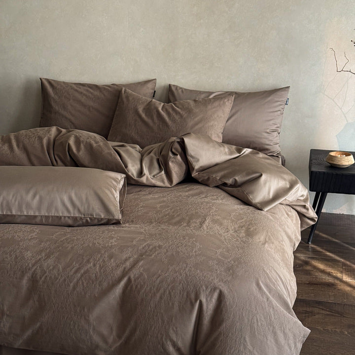 Luxus Jacquard Baumwolle Bettbezugset mit Satin Kissenbezügen