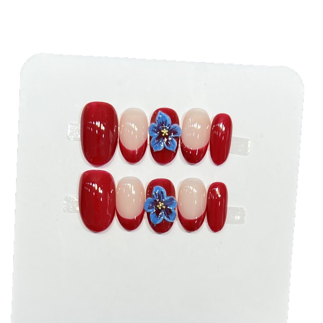 Stylisches Blumendekor Press-On Nagel Set Karnz
