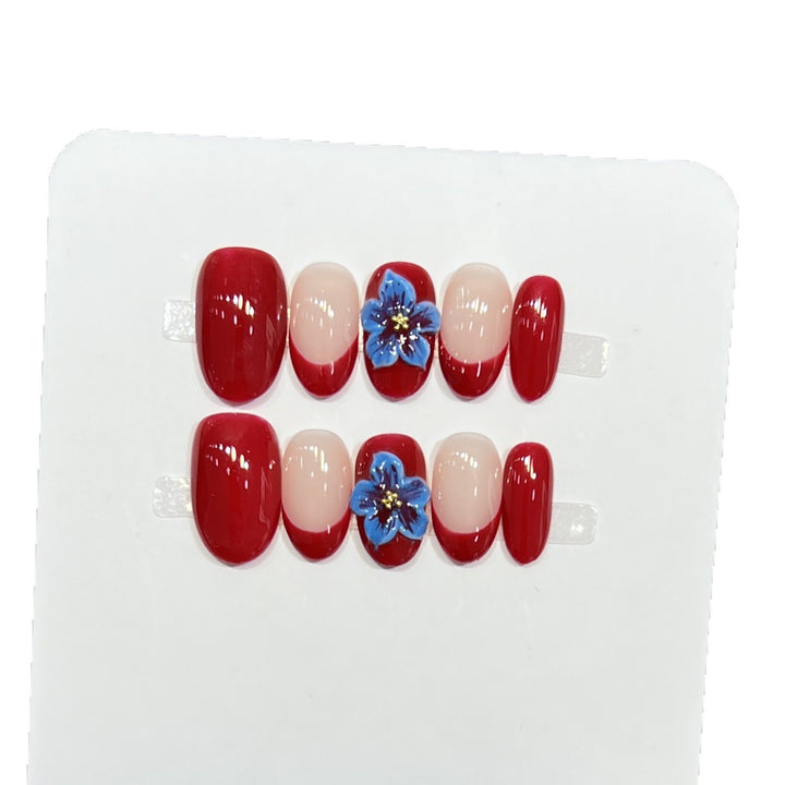 Stylisches Blumendekor Press-On Nagel Set Karnz