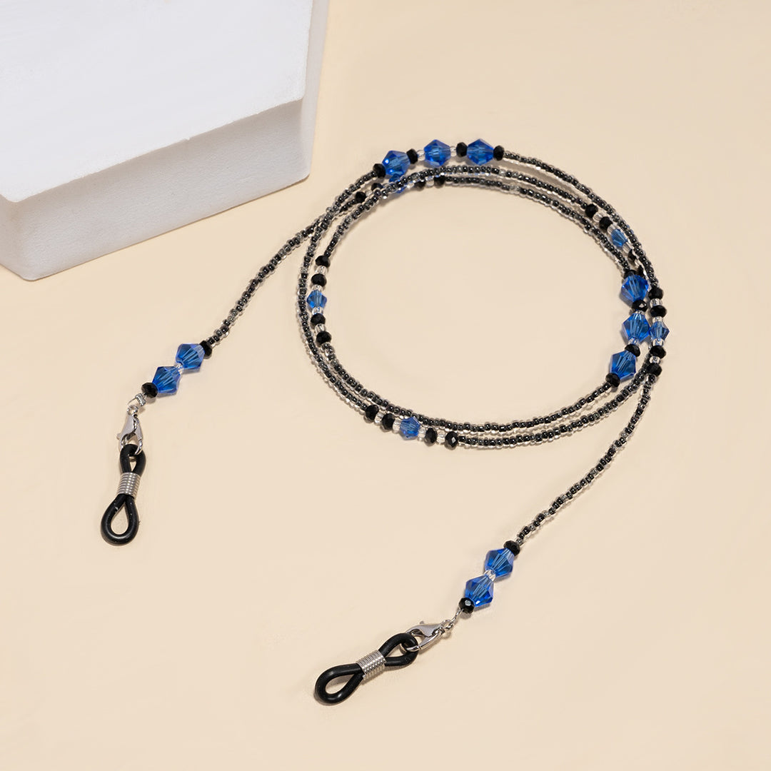 Elegante lila Perlen Brille Kette Karnz