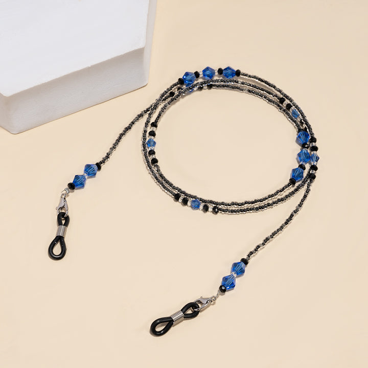 Elegante lila Perlen Brille Kette Karnz