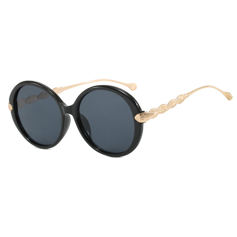 Damen große runde Sonnenbrille mit dekorativen Metallakzenten Karnz