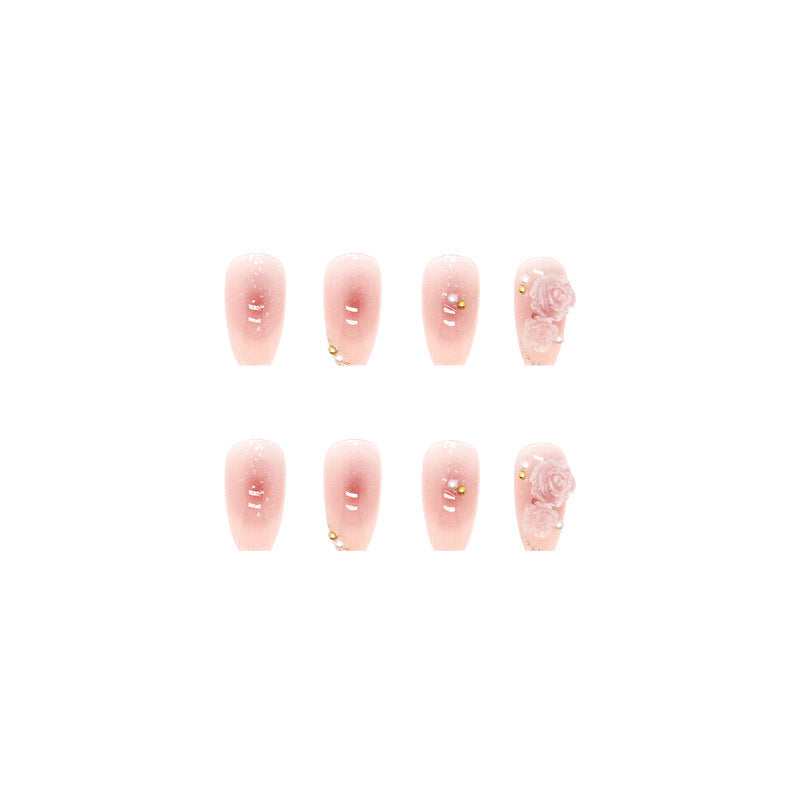 Dekorativer, floral verzierrter Press-On-Nagelsatz