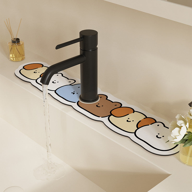 Decorative Absorbent Sink Mat with Cute Bread Cartoon Design