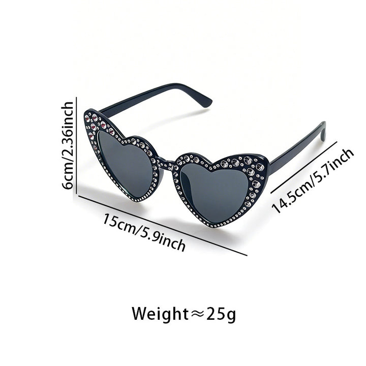 Rhinestone-besetzte Herzförmige Sonnenbrille Karnz