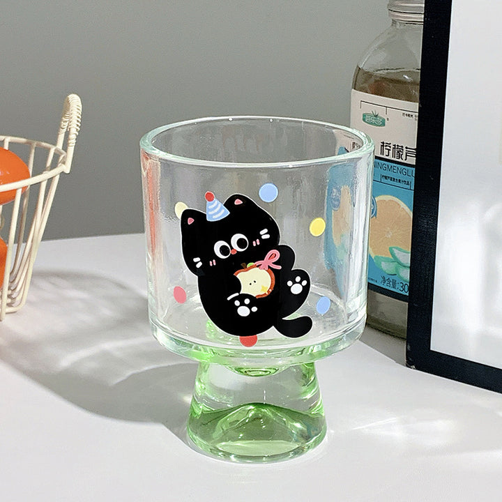 Verspieltes Trinkglas mit Katzenmotiv Karnz