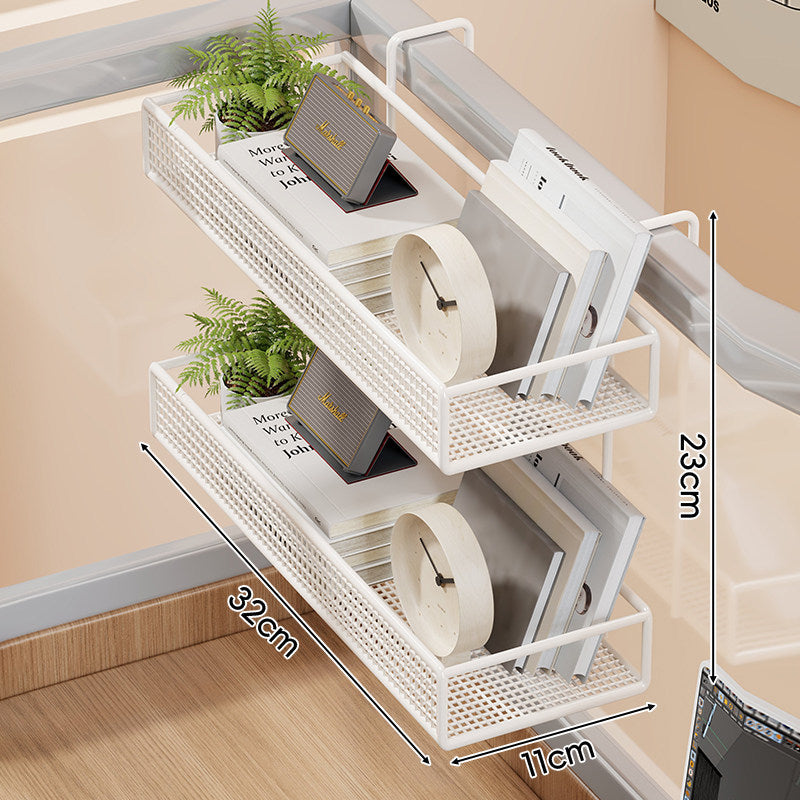 Clamp-On-Mesh-Schreibtisch-Trennwand-Regal-Organizer mit Rautenschale und Überkantenhaken