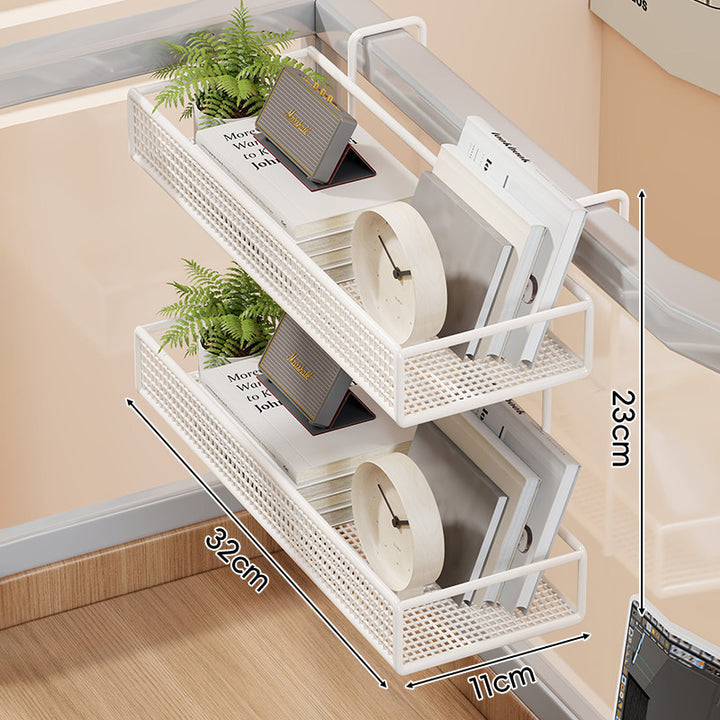 Clamp-On-Mesh-Schreibtisch-Trennwand-Regal-Organizer mit Rautenschale und Überkantenhaken