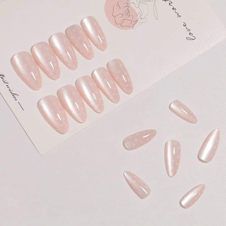 Elegante mandelförmige Press-On Nagelset mit Punkten Design Karnz
