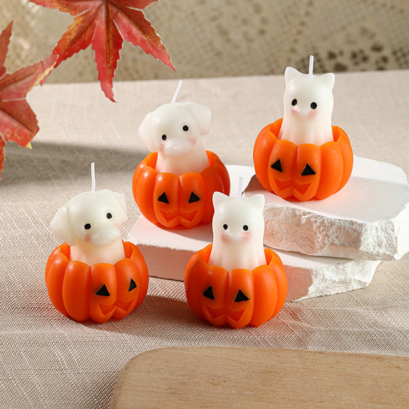 Neuheit Halloween Welpe-in-Kürbis dekorative Wachskerze