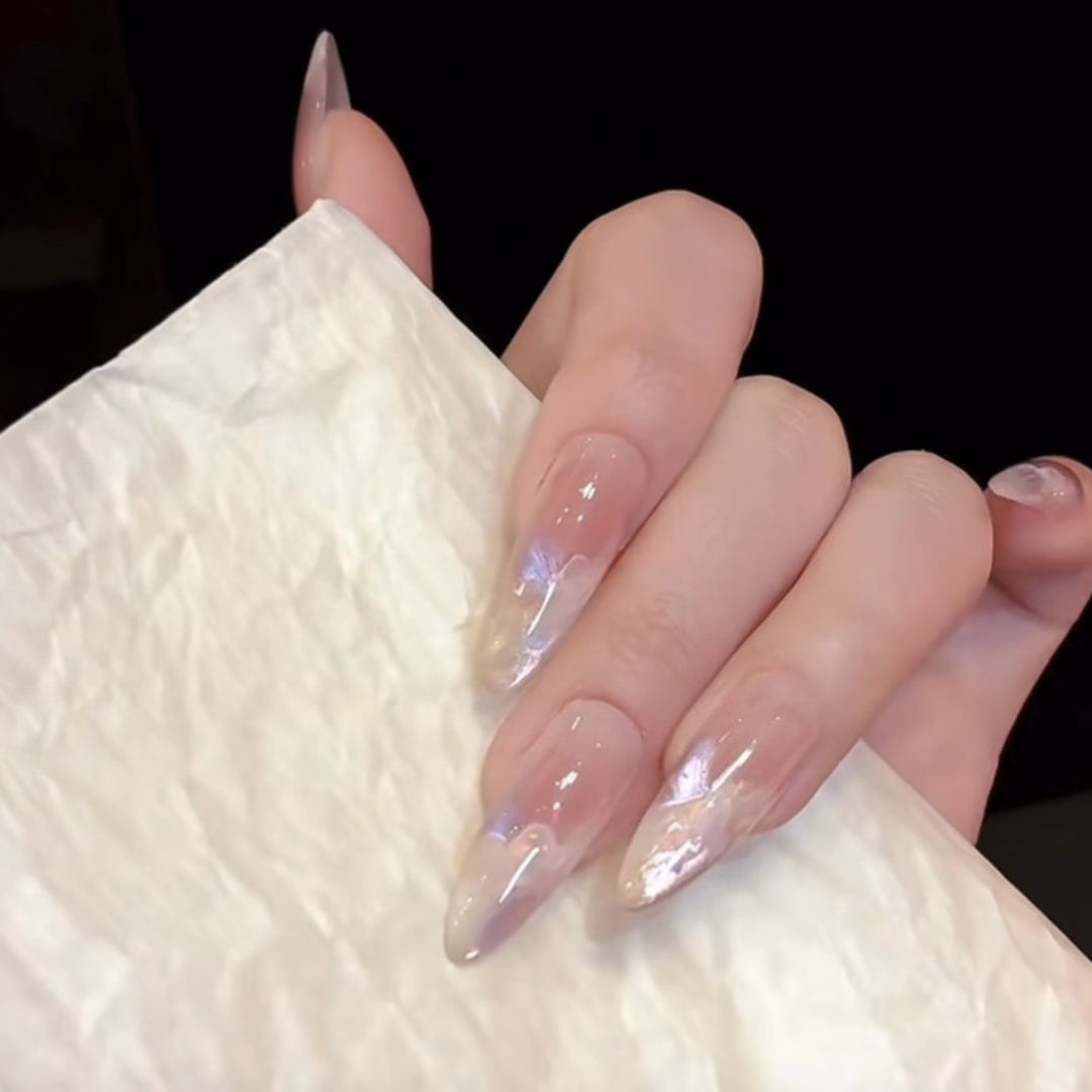 Press-On-Nail-Art-Set mit gradientem Marmor-Design